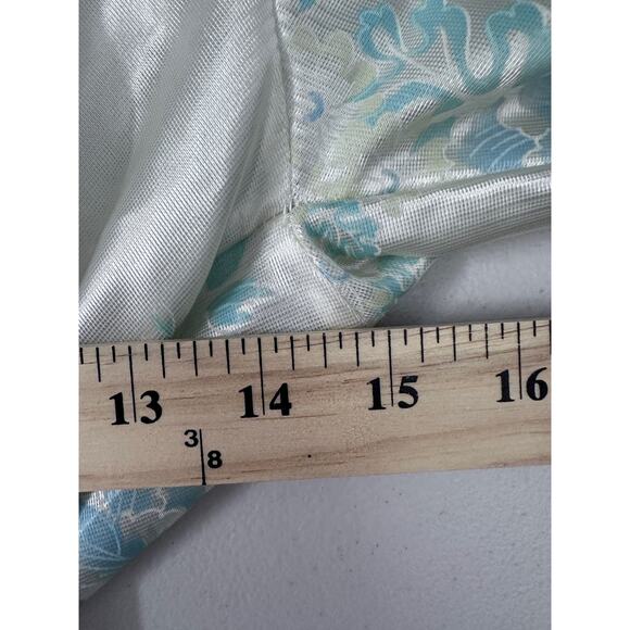 VINTAGE floral cream blue robe peignoir women's size medium 12 14 - Picture 3 of 9